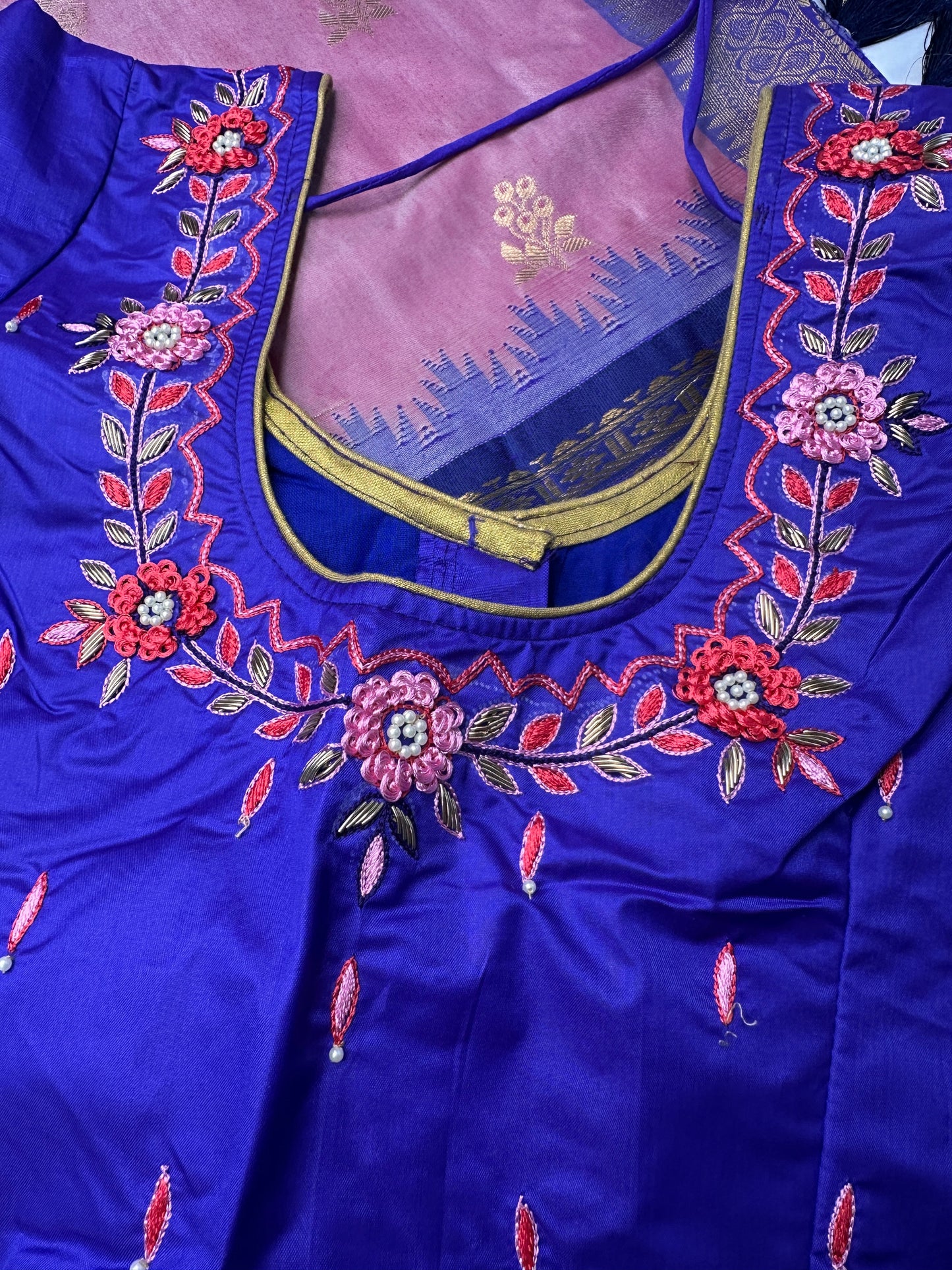 Pink Blue Silk Pattu Gadwal Saree