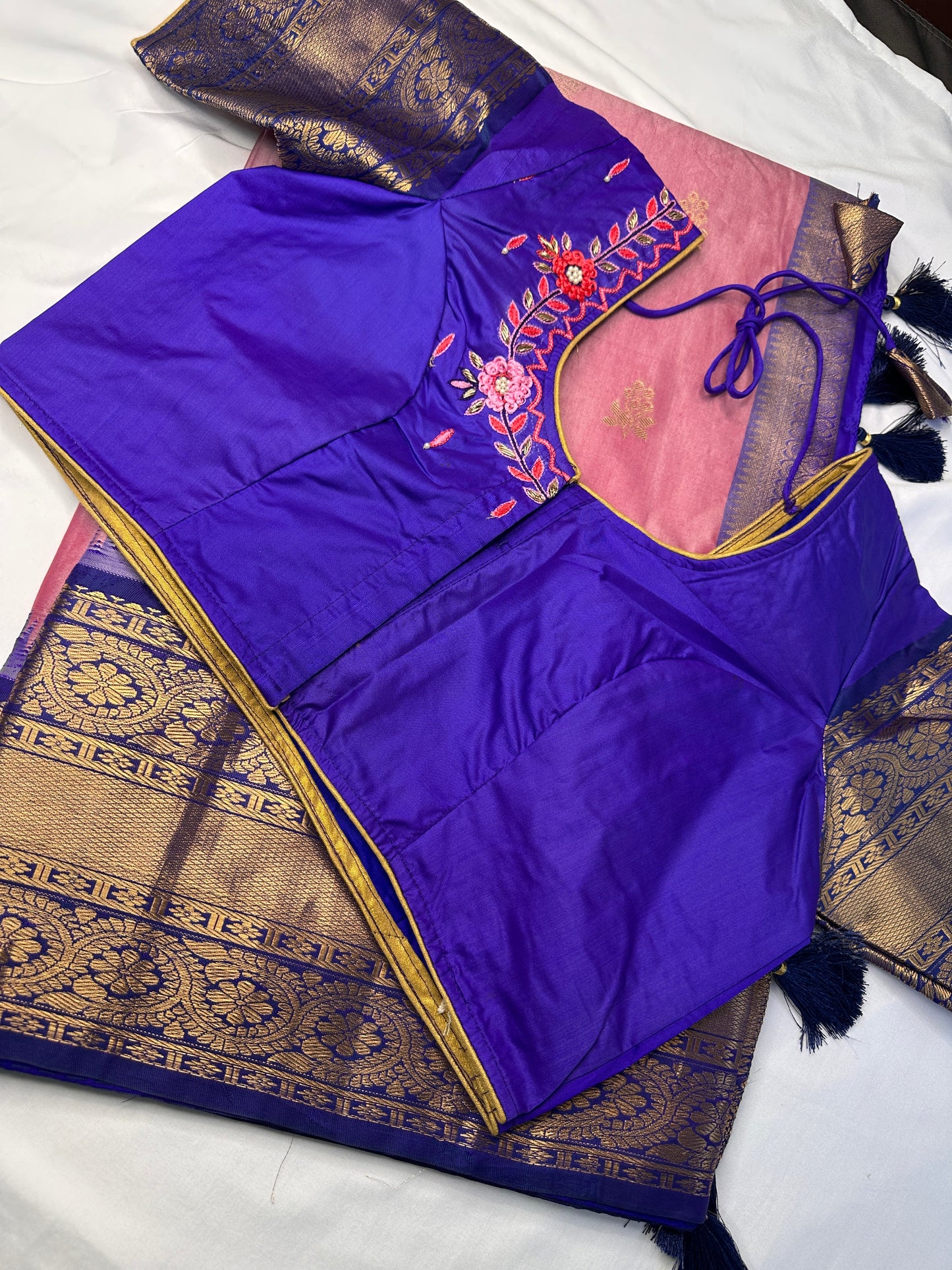 Pink Blue Silk Pattu Gadwal Saree