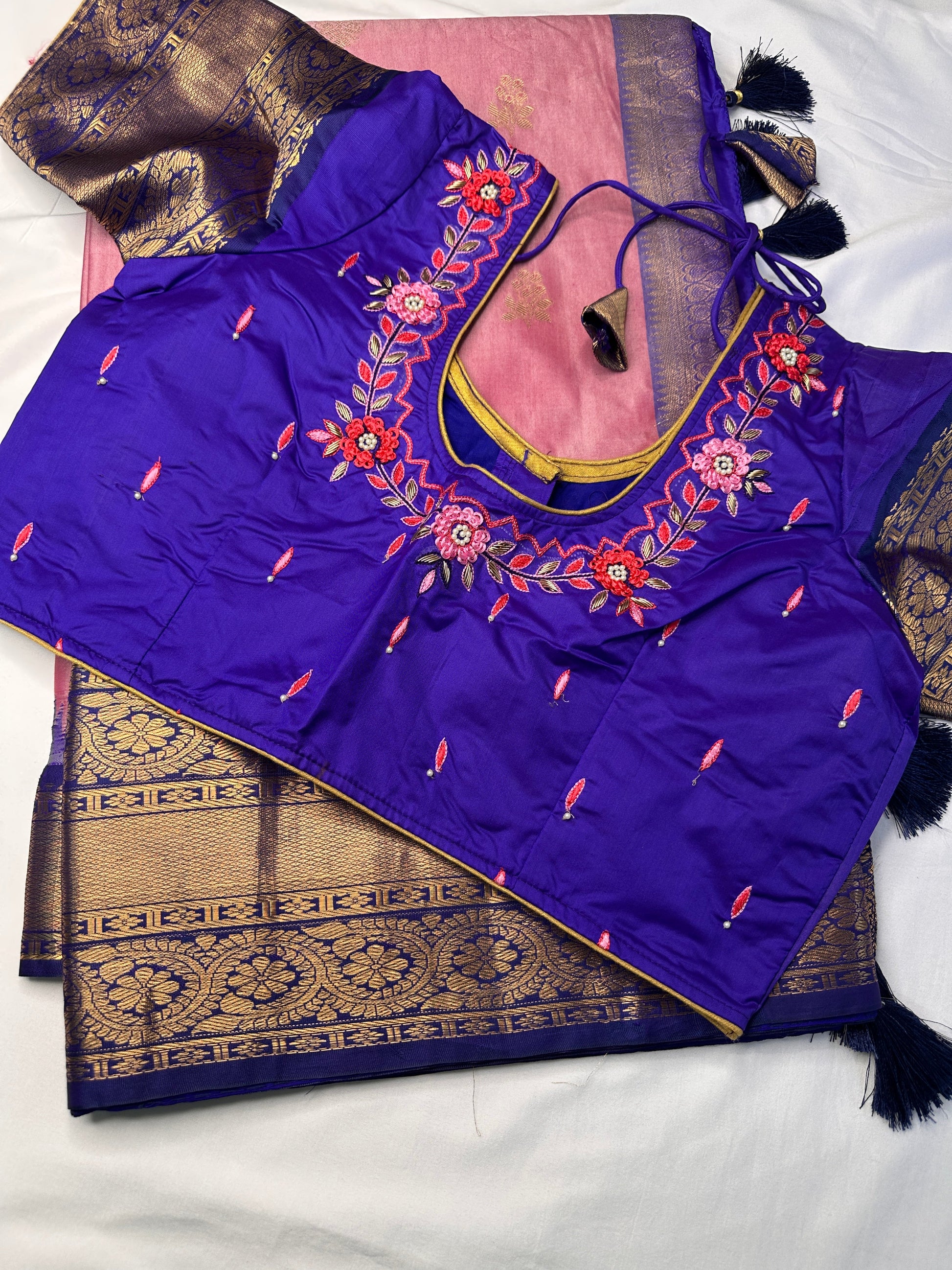 Pink Blue Silk Pattu Gadwal Saree