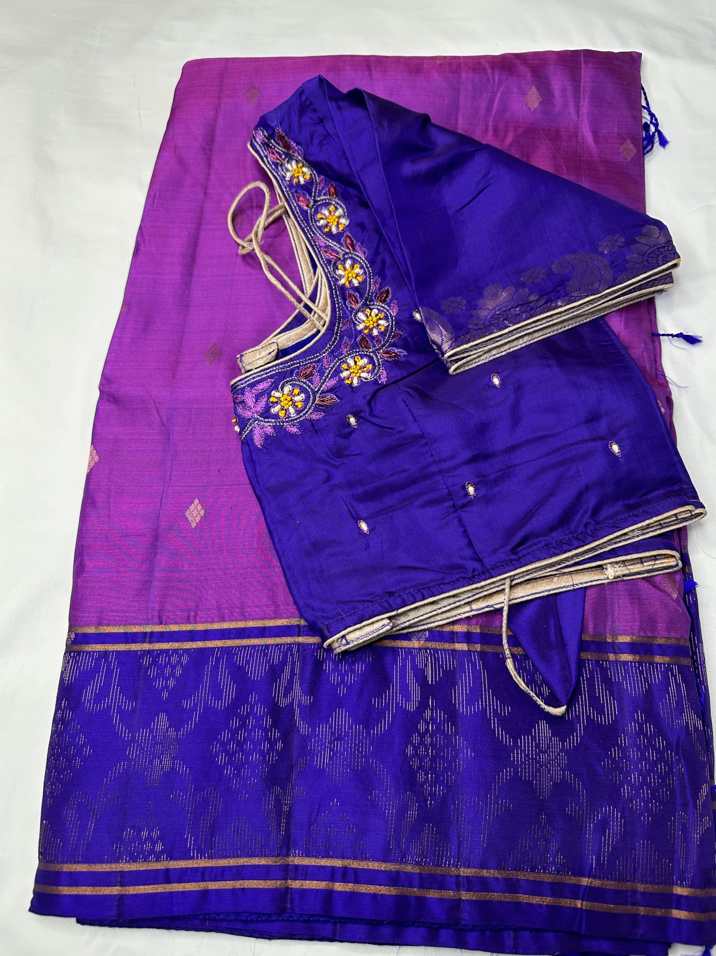Pure Kanchi Handloom Purple Saree