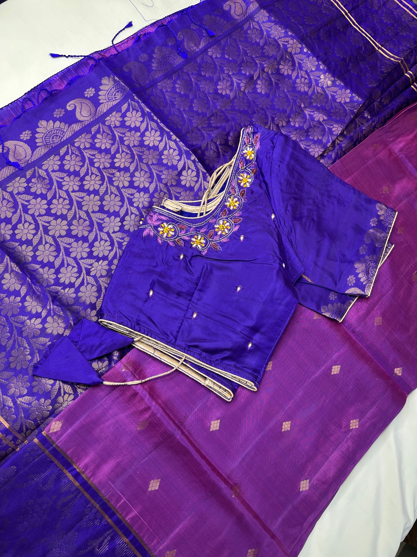 Pure Kanchi Handloom Purple Saree