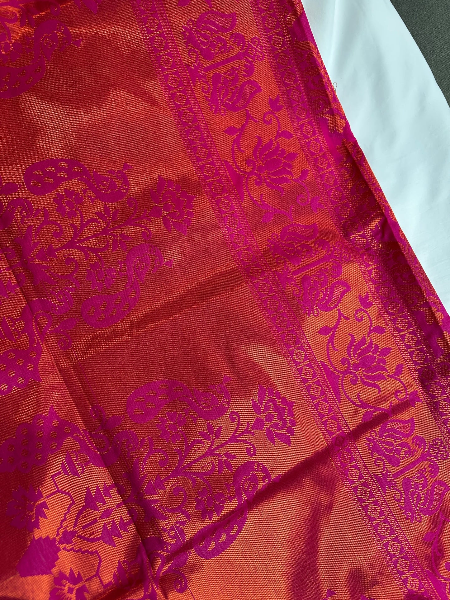 Yellow Pink Semi Handloom Purple Saree