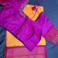 Yellow Pink Semi Handloom Purple Saree