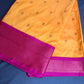 Yellow Pink Semi Handloom Purple Saree