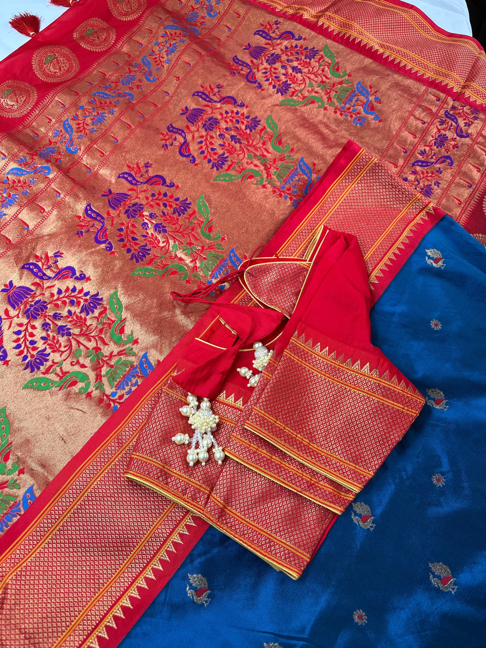 Paithani Silk Light Weight Blue Saree