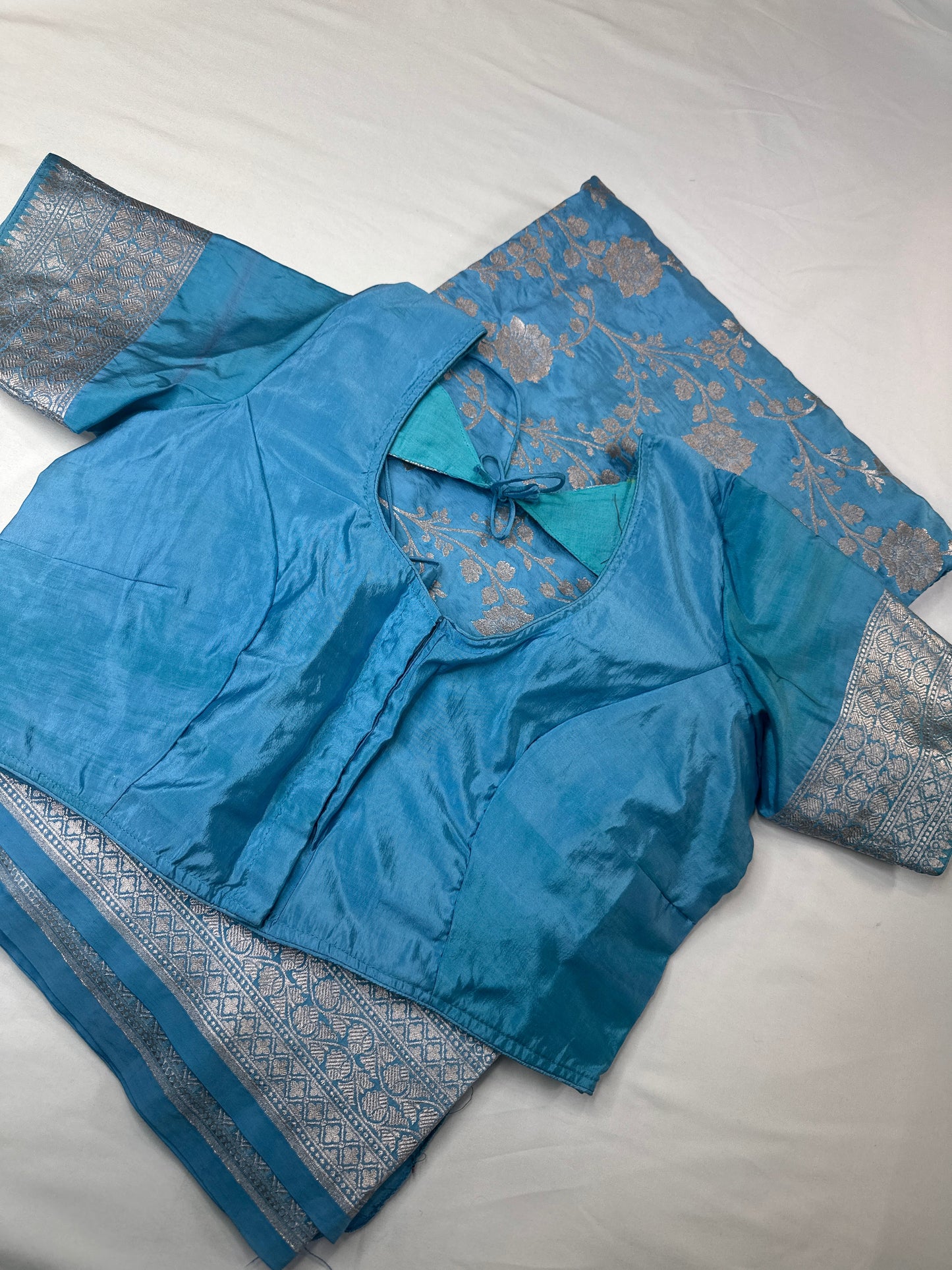 Silver Jaal Silk Blue Banarsi Saree