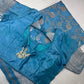 Silver Jaal Silk Blue Banarsi Saree