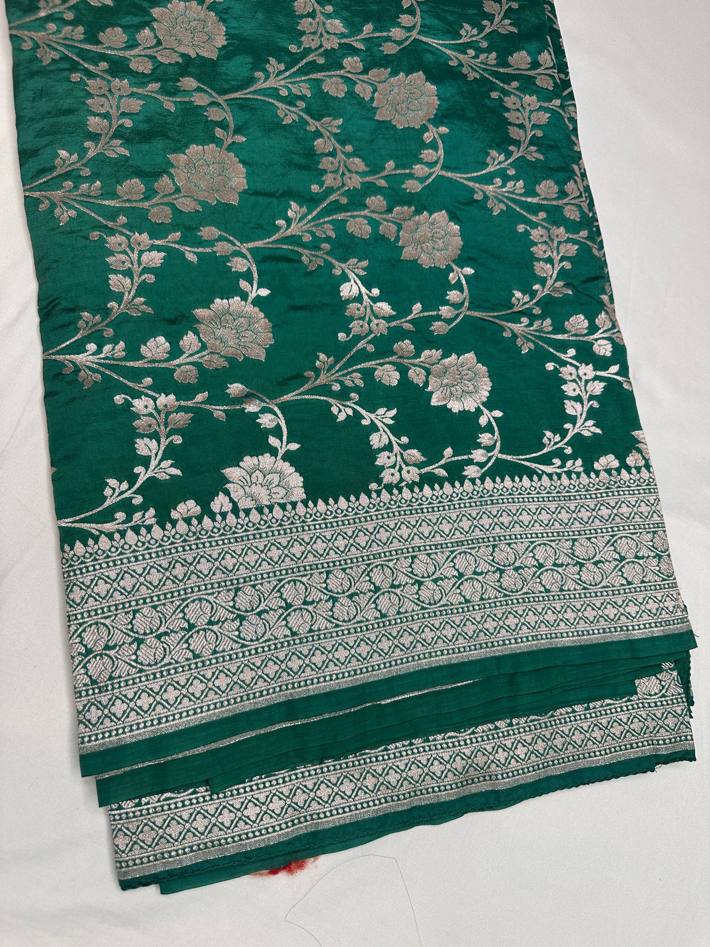 Silver Jaal Silk Green Banarsi Saree