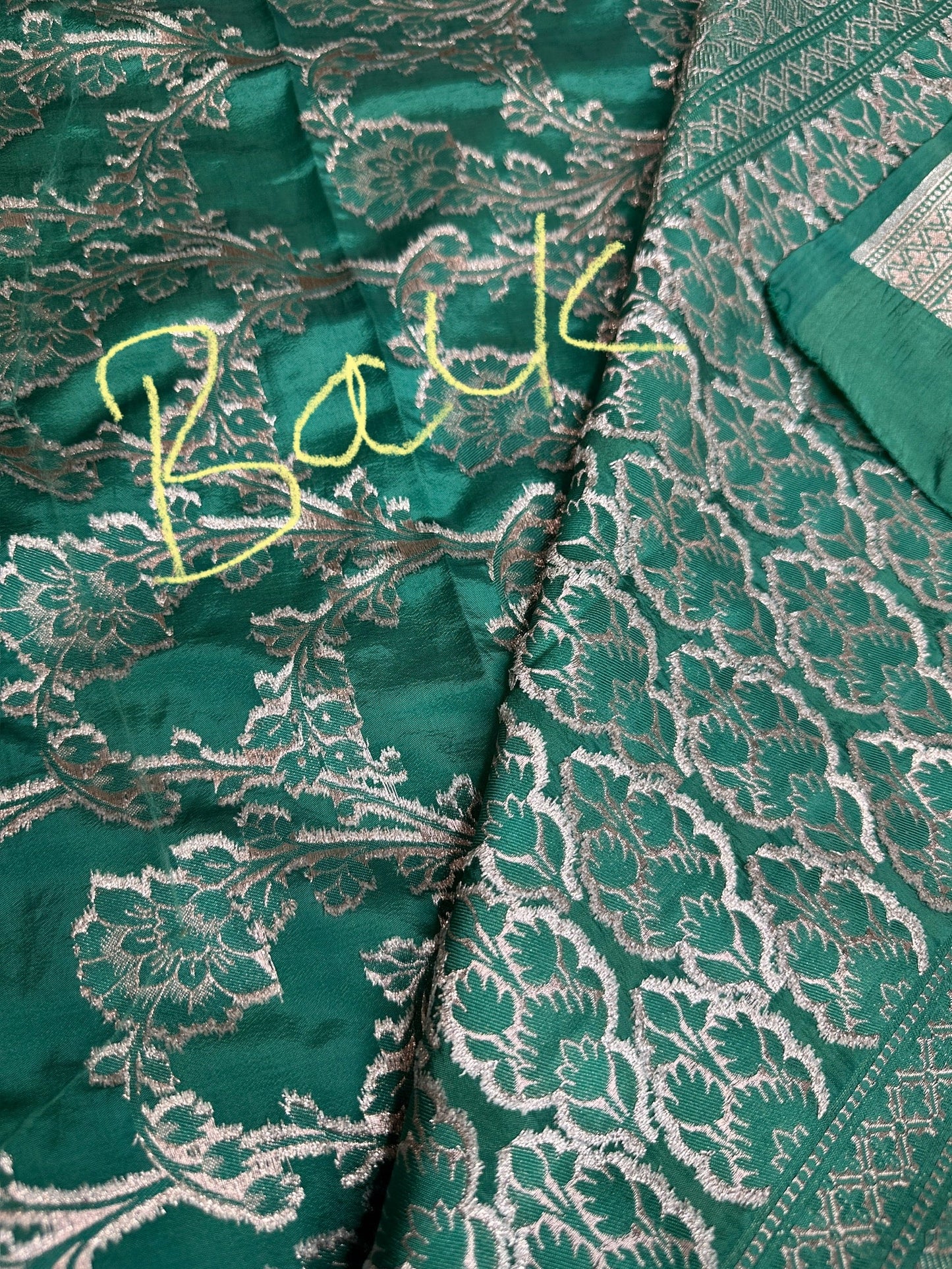 Silver Jaal Silk Green Banarsi Saree