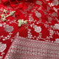 Silver Jaal Silk Red Banarsi Saree