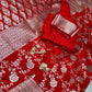 Silver Jaal Silk Red Banarsi Saree