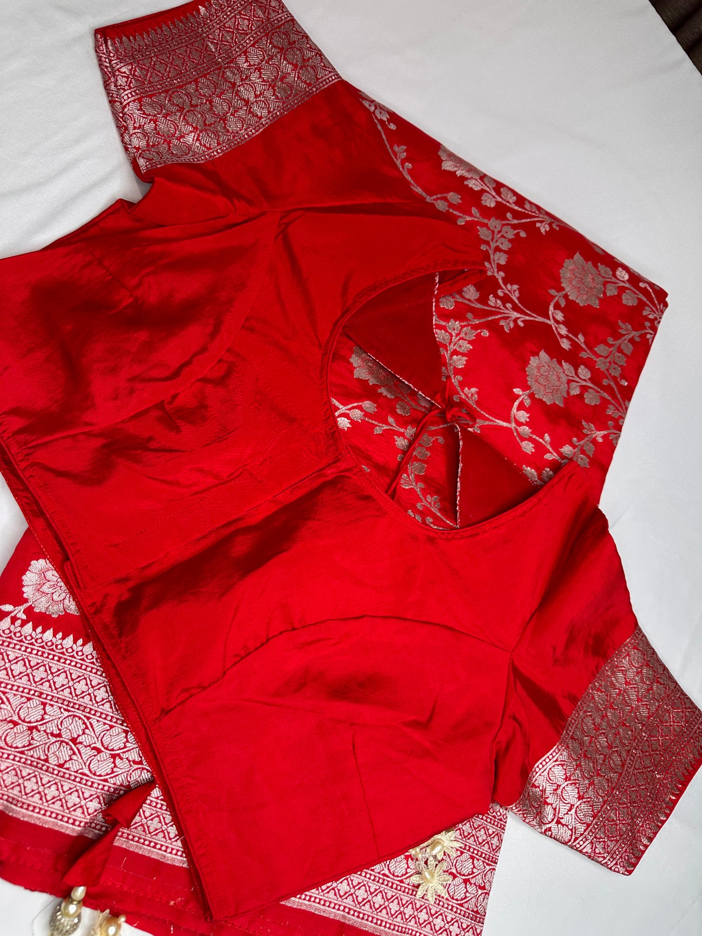 Silver Jaal Silk Red Banarsi Saree
