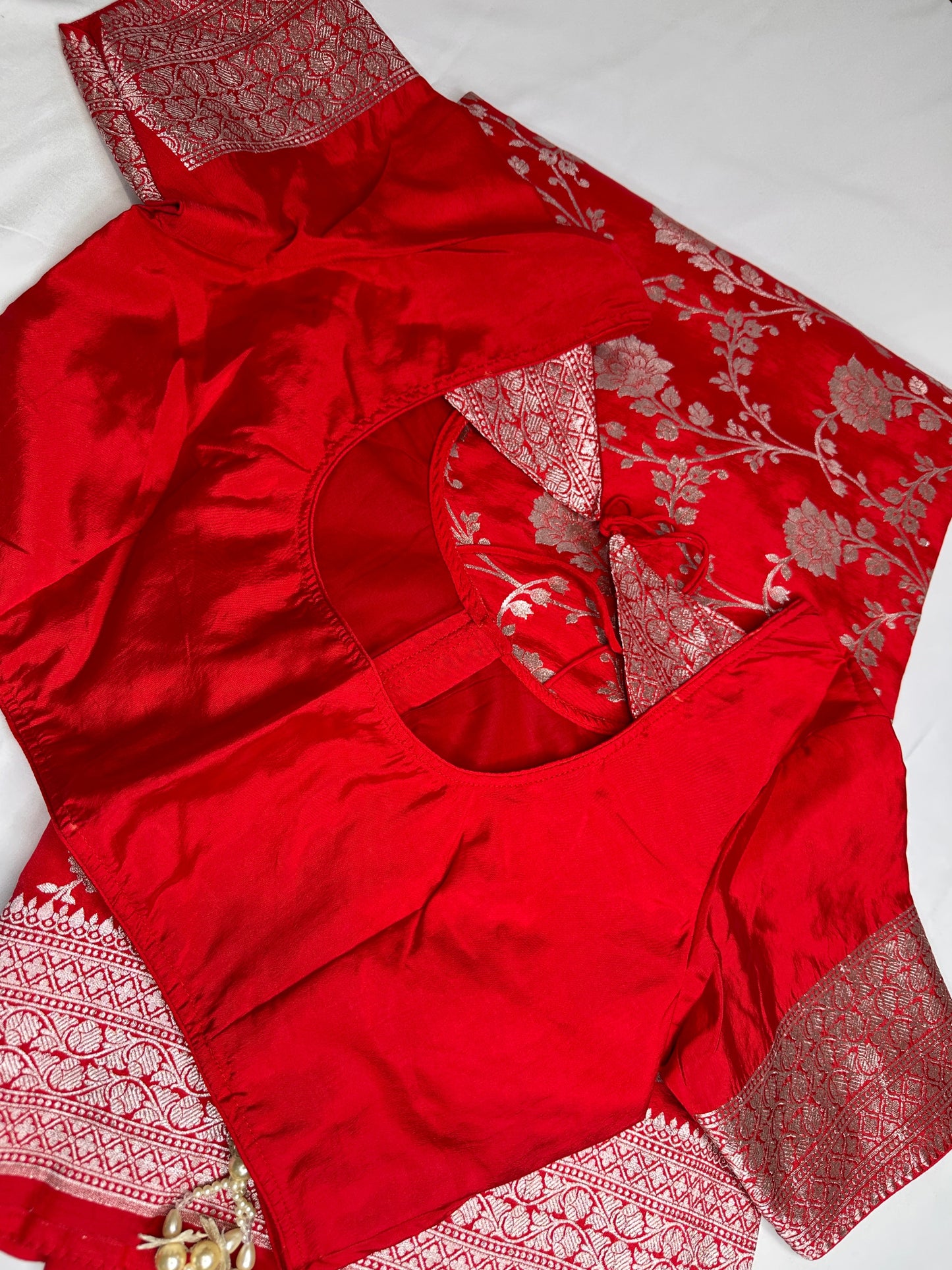 Silver Jaal Silk Red Banarsi Saree