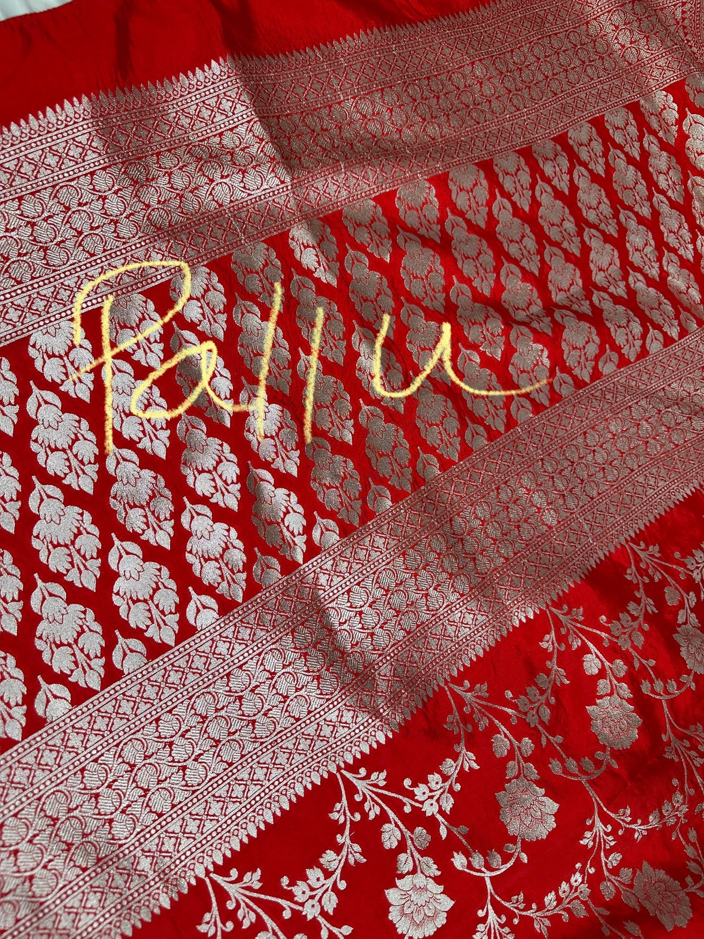 Silver Jaal Silk Red Banarsi Saree