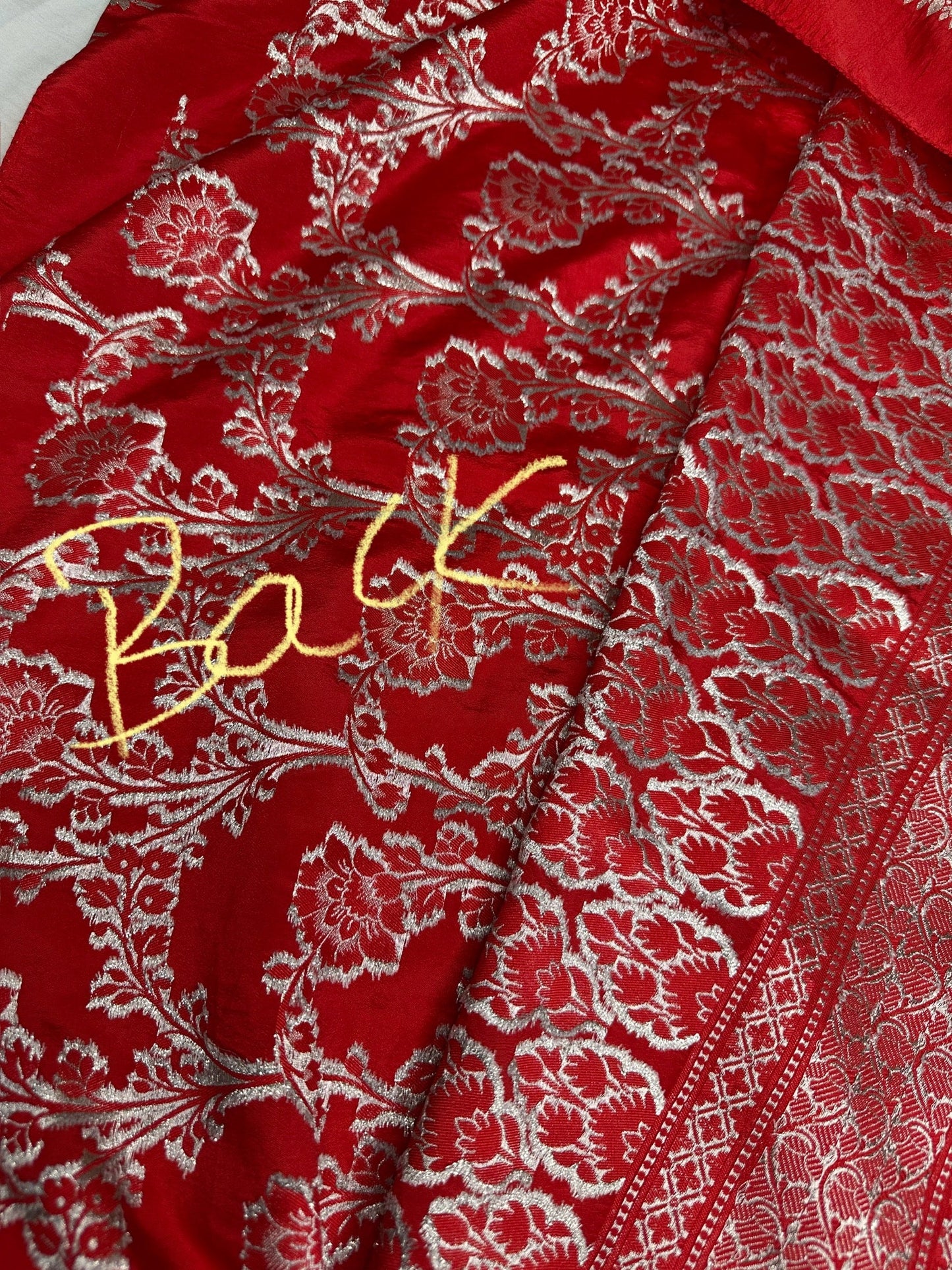 Silver Jaal Silk Red Banarsi Saree