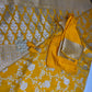 Silver Jaal Silk Yellow Banarsi Saree