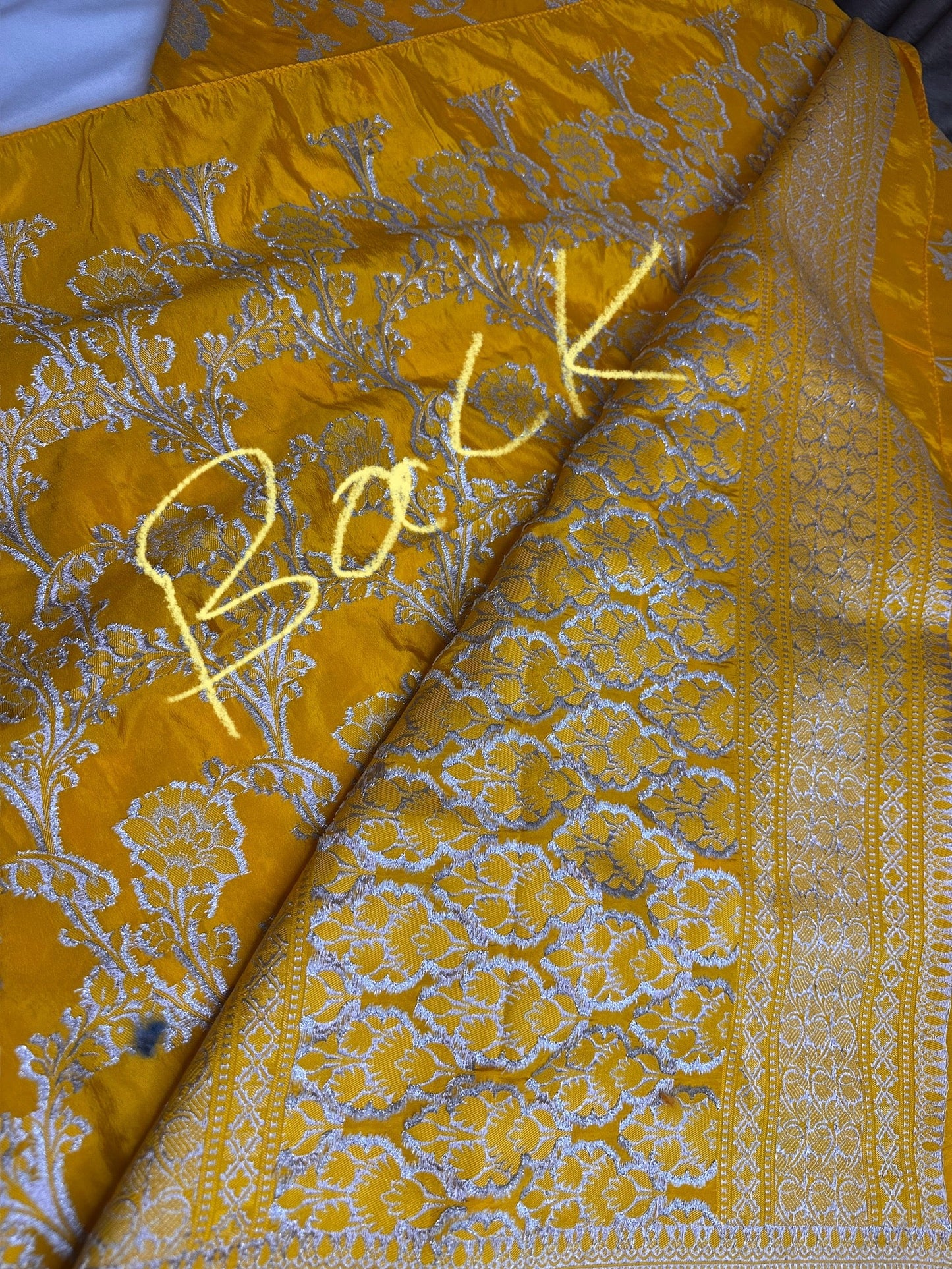 Silver Jaal Silk Yellow Banarsi Saree