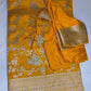 Silver Jaal Silk Yellow Banarsi Saree