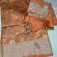 Silver Jaal Silk Peach Banarsi Saree