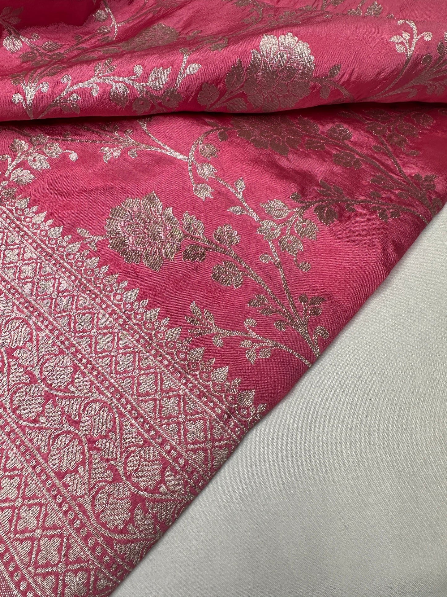 Silver Jaal Silk Pink Banarsi Saree