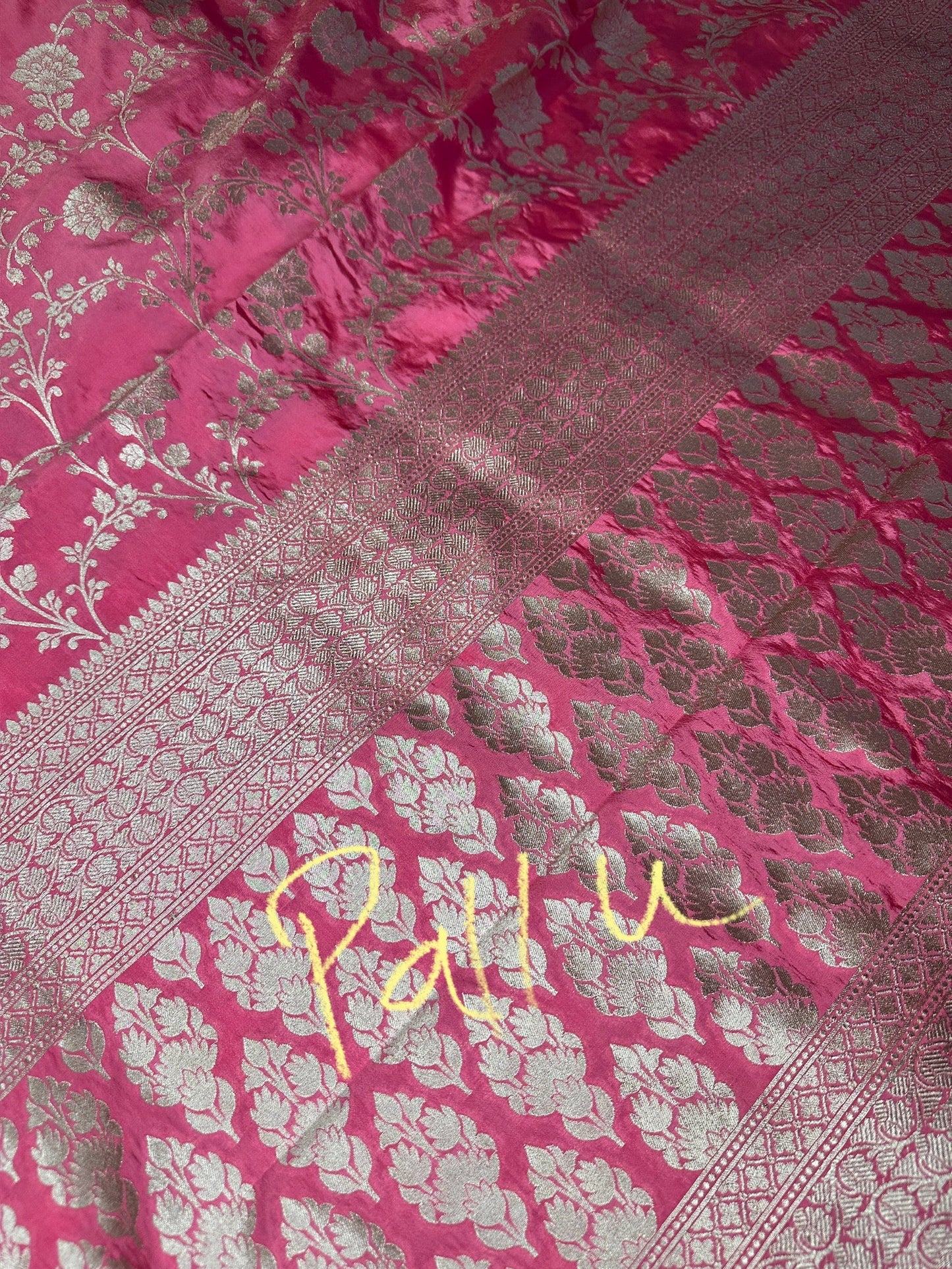 Silver Jaal Silk Pink Banarsi Saree