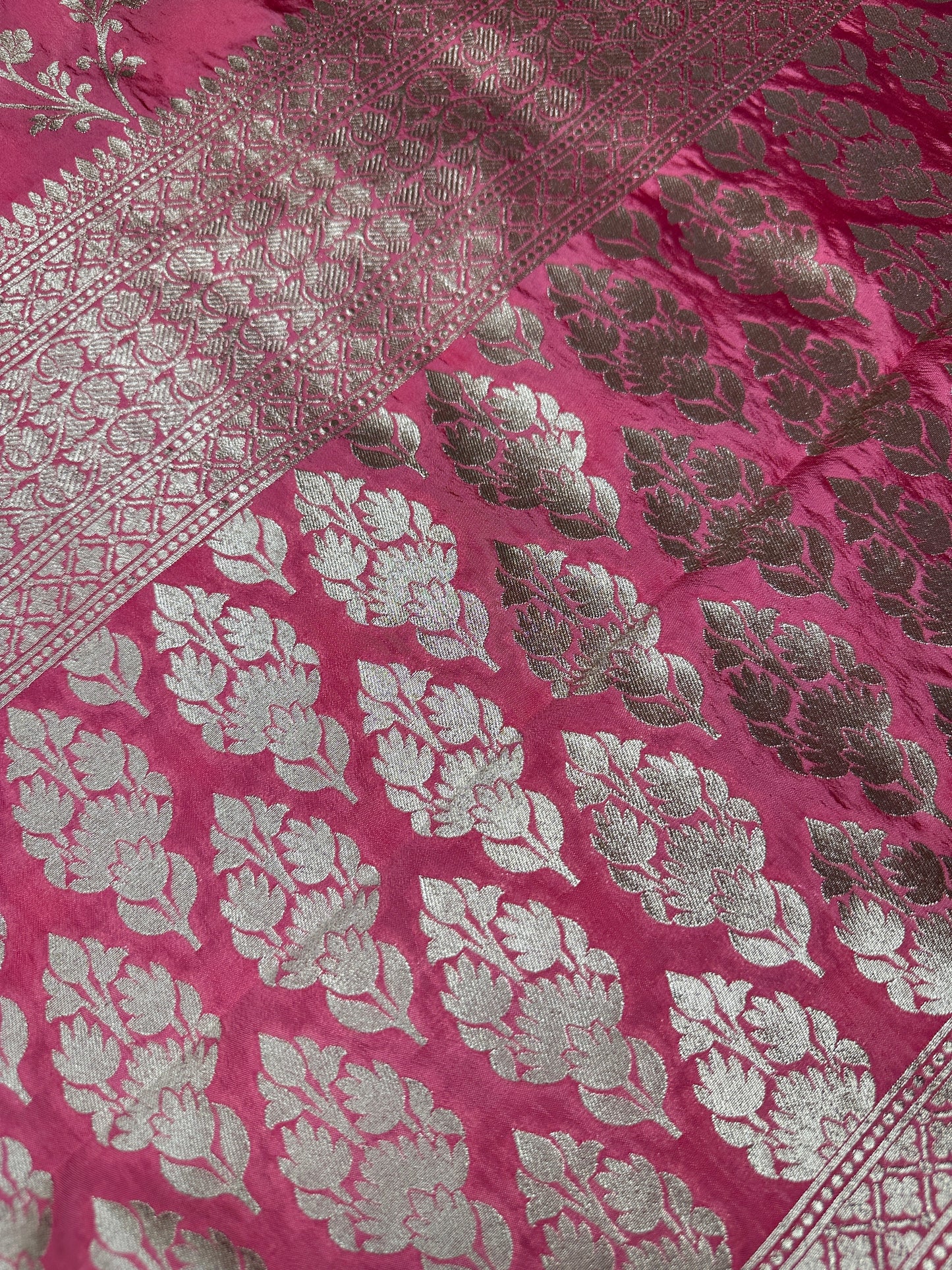 Silver Jaal Silk Pink Banarsi Saree