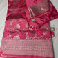 Silver Jaal Silk Pink Banarsi Saree