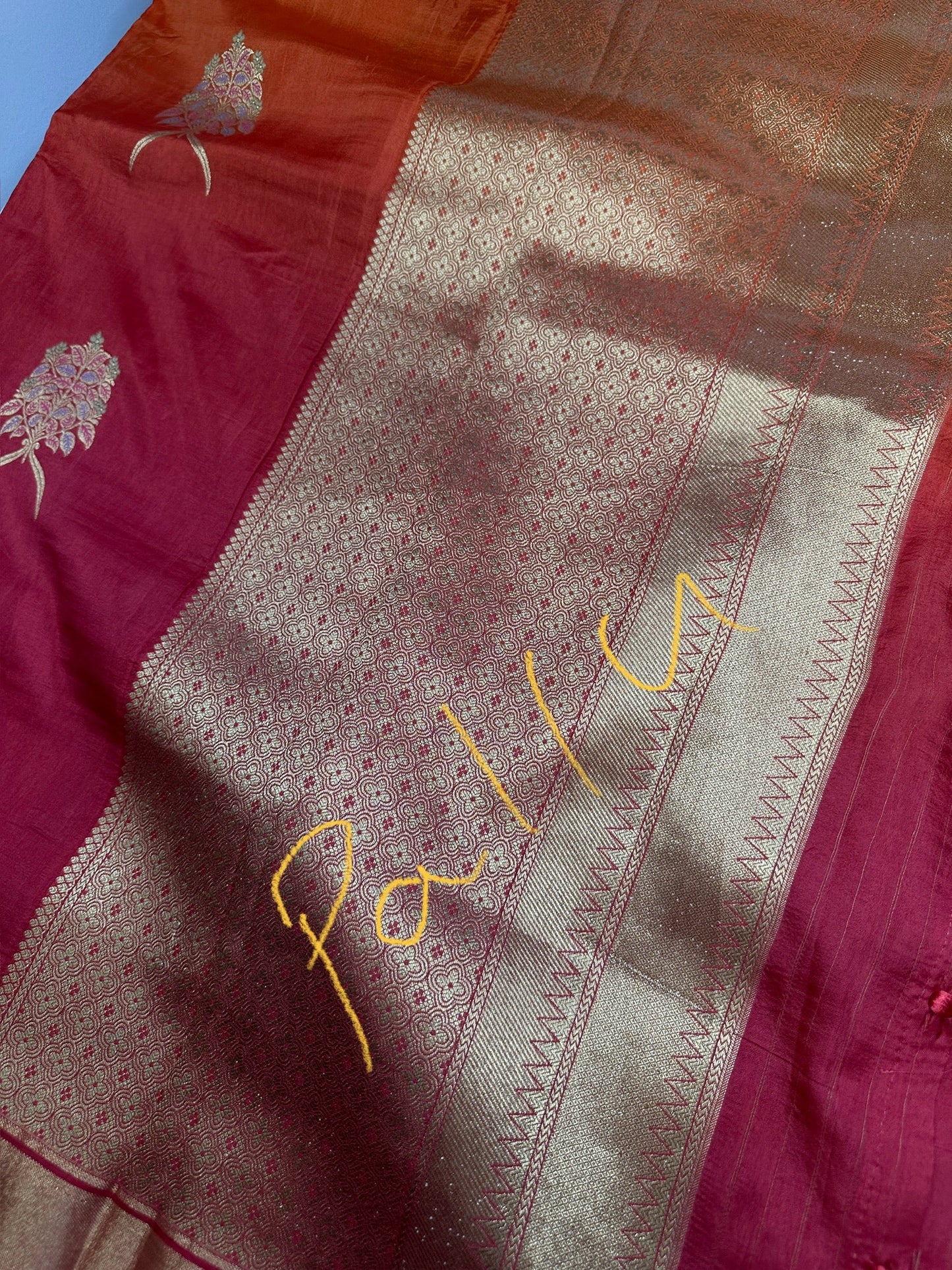 Raw Mango Pure Silk Orange Saree
