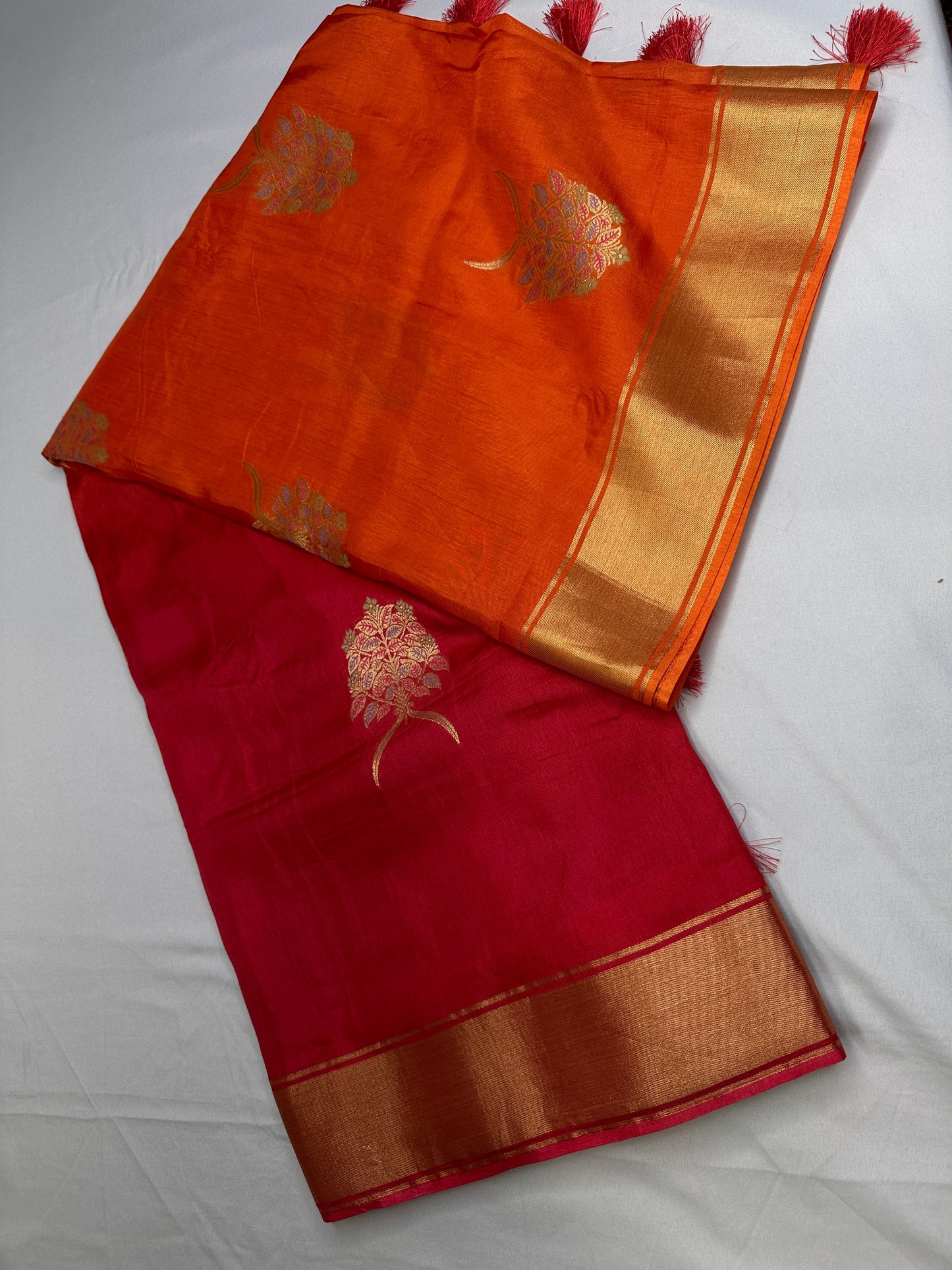 Raw Mango Pure Silk Orange Saree