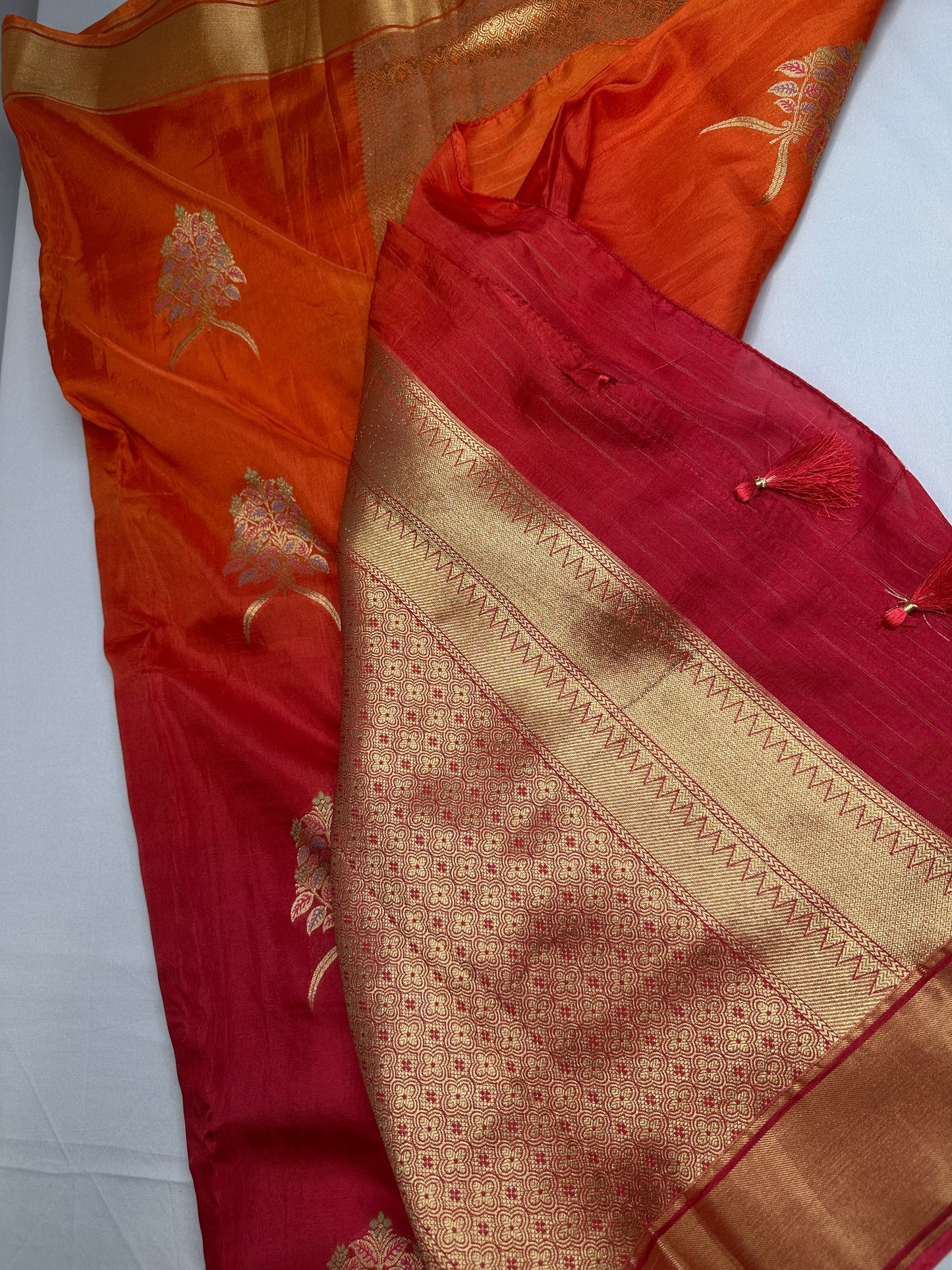 Raw Mango Pure Silk Orange Saree
