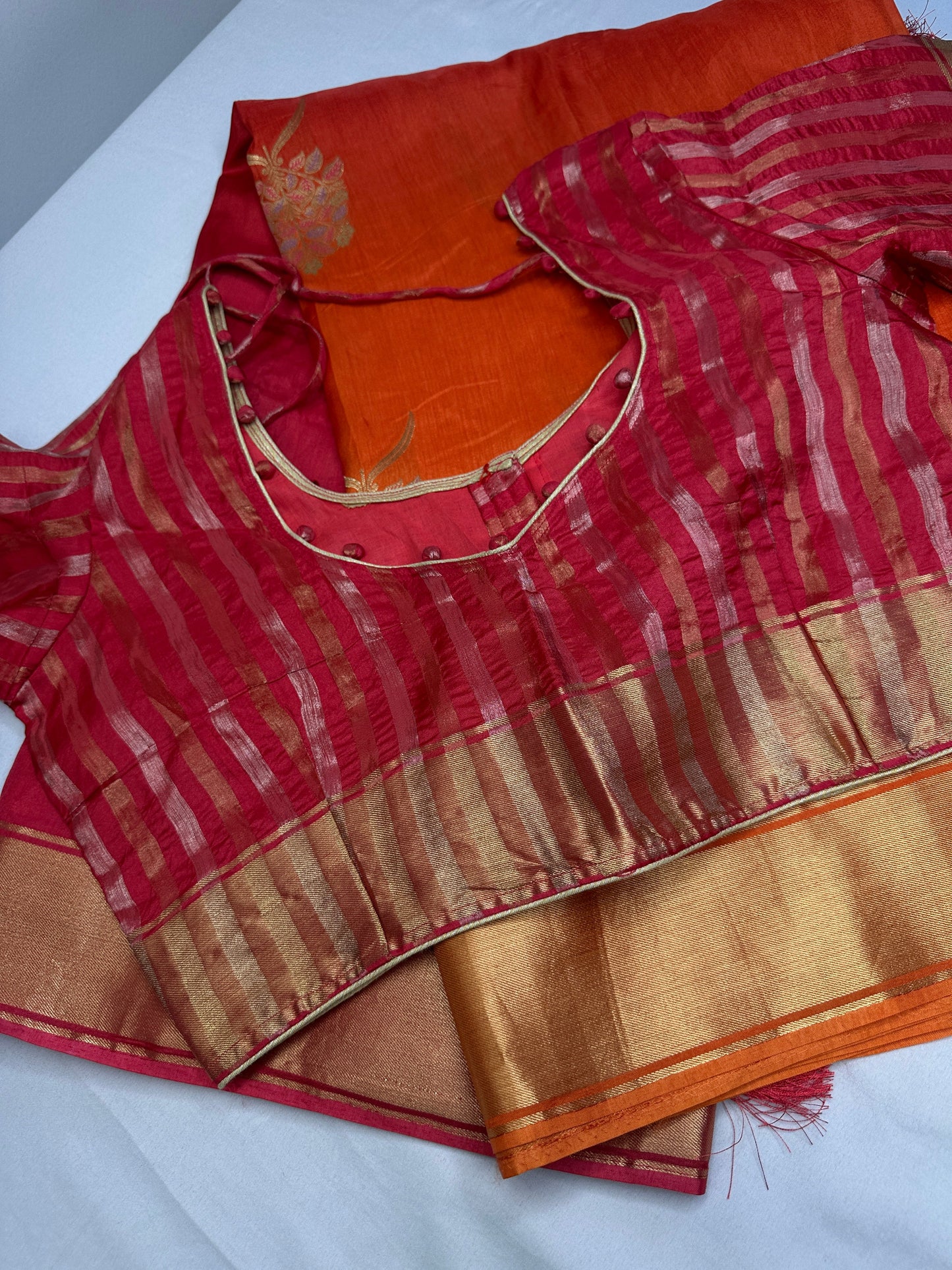 Raw Mango Pure Silk Orange Saree