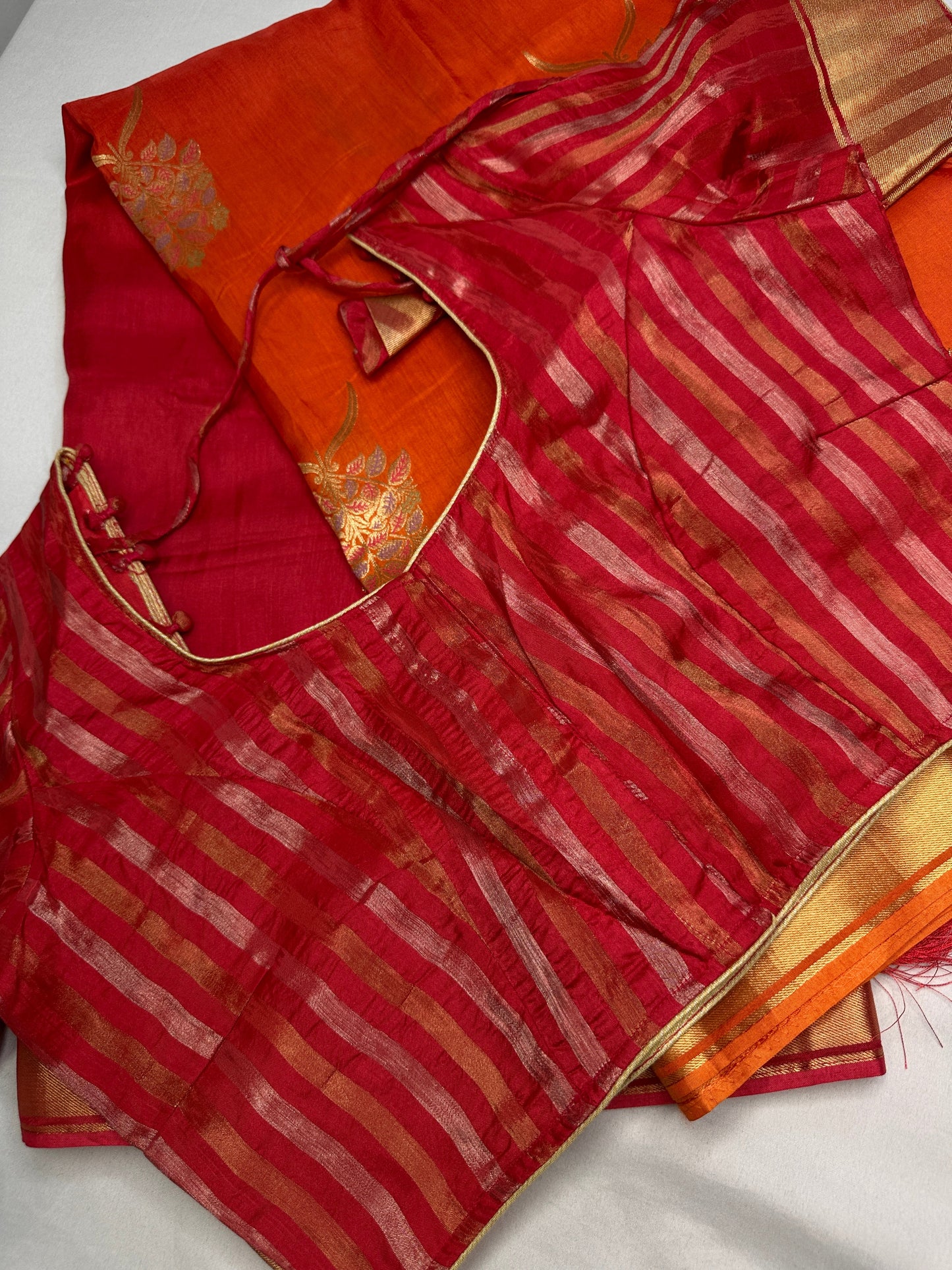 Raw Mango Pure Silk Orange Saree