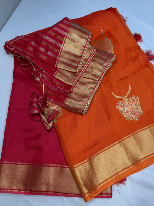Raw Mango Pure Silk Orange Saree
