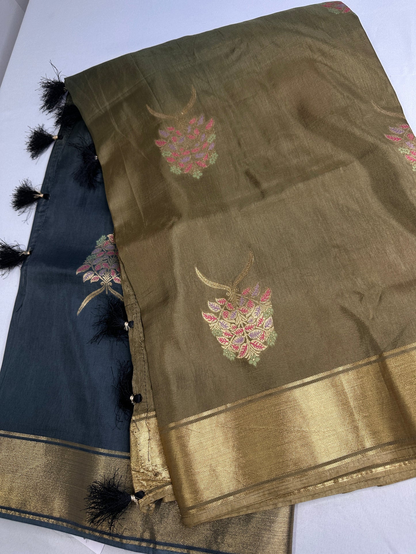 Raw Mango Pure Silk Green Saree