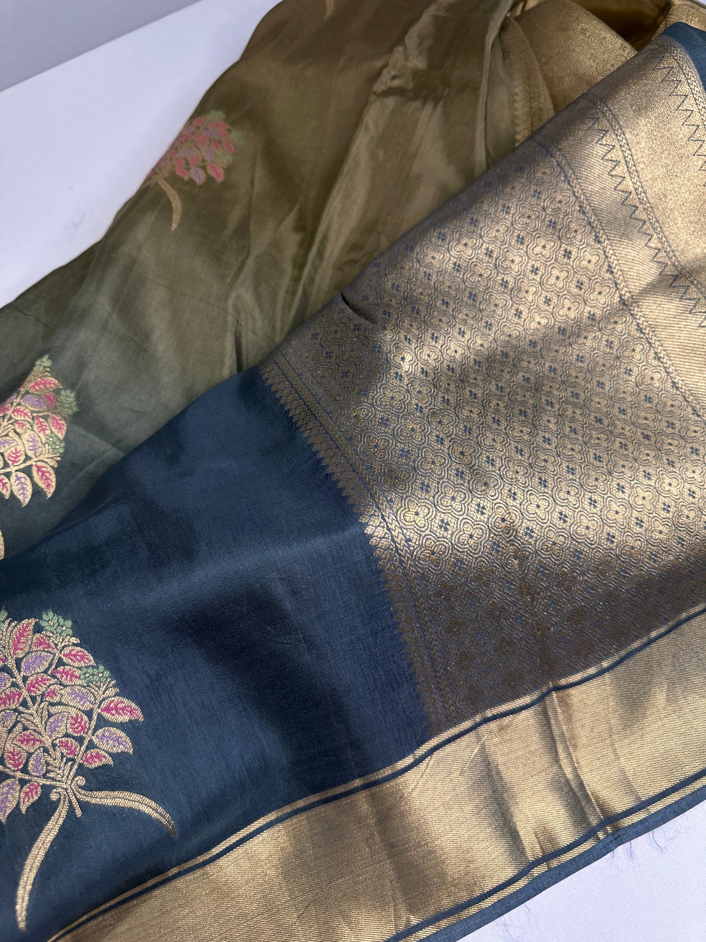 Raw Mango Pure Silk Green Saree