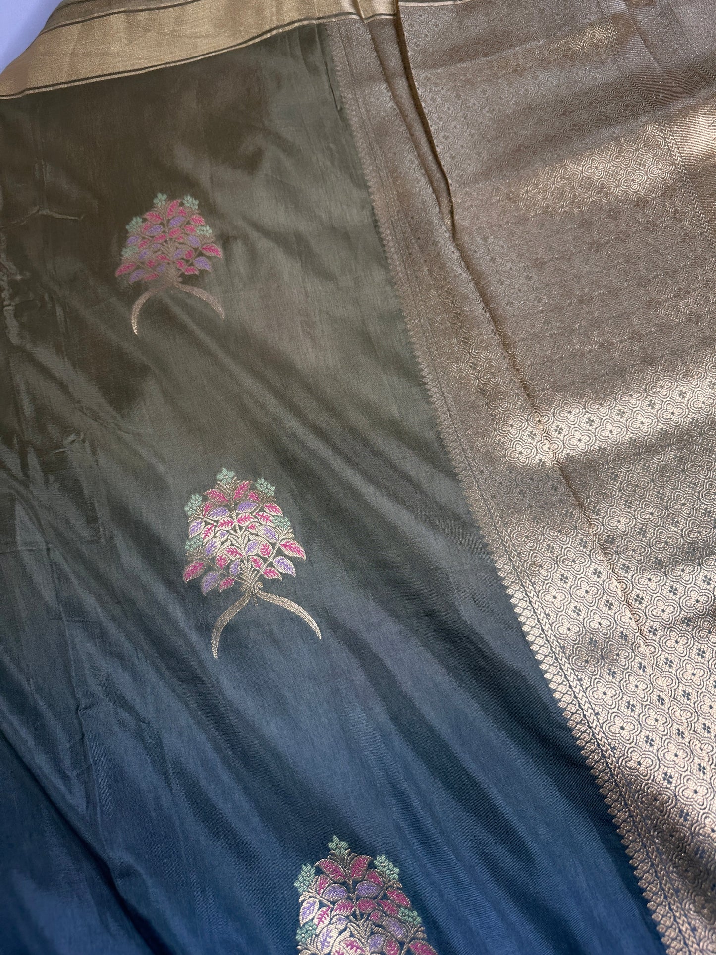 Raw Mango Pure Silk Green Saree