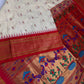 Semi Gadwal  Silk Paithani Cream Red Saree