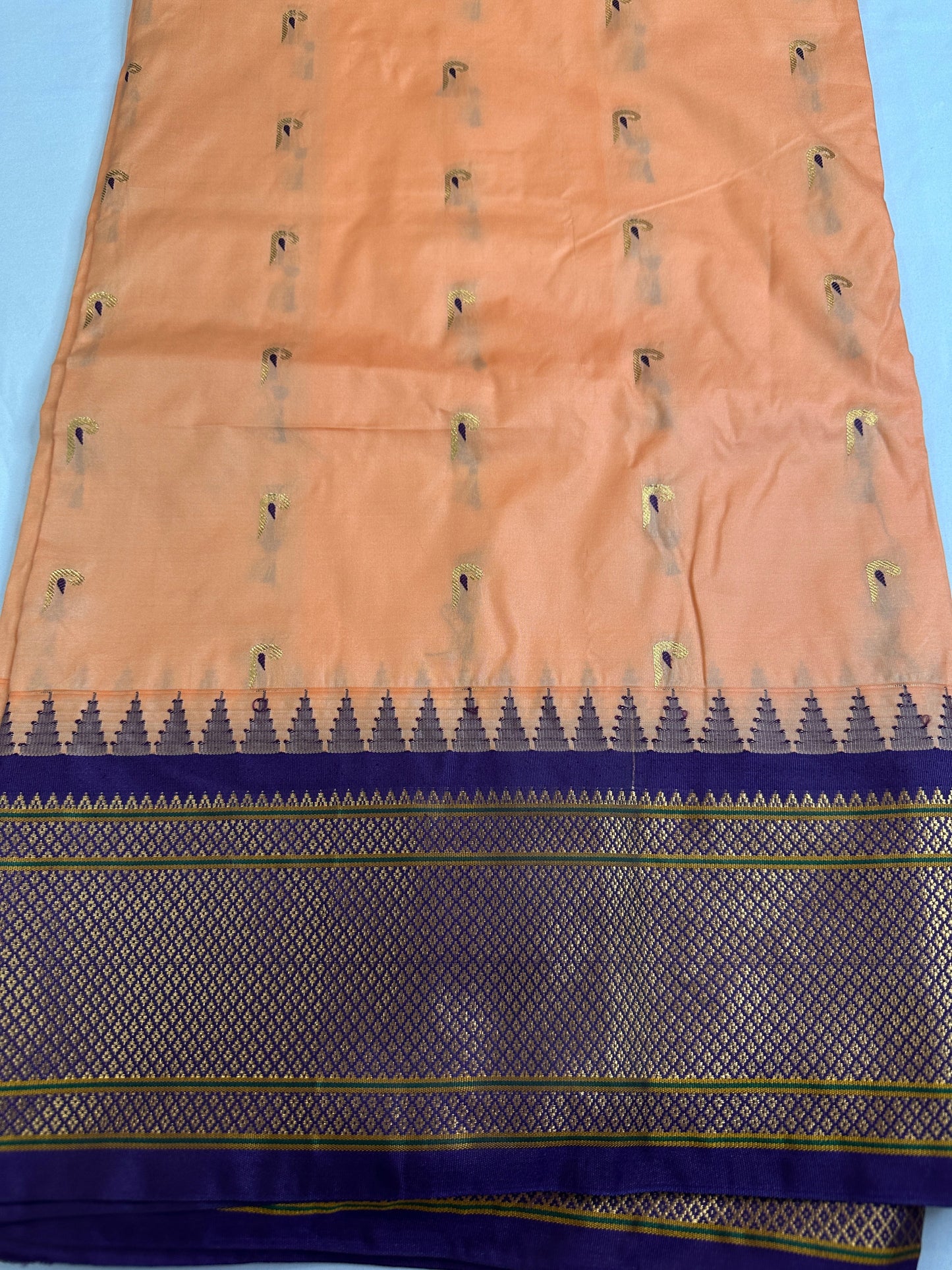 Semi Gadwal  Silk Paithani Cream Red Saree