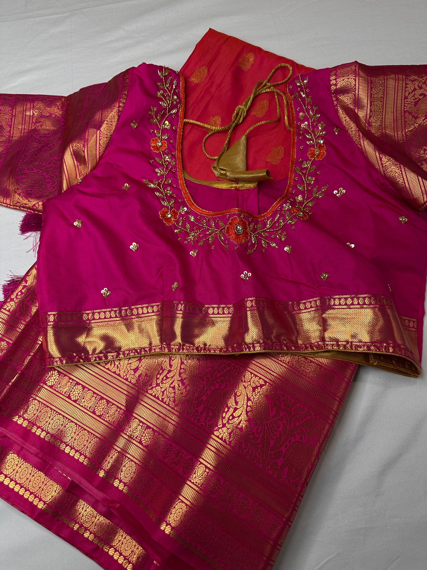 Mangalgiri Semi Silk Pink Saree