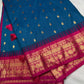 Gadwal Semi Silk Blue Pink Small Border Saree