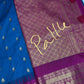 Gadwal Semi Silk Blue Pink Small Border Saree