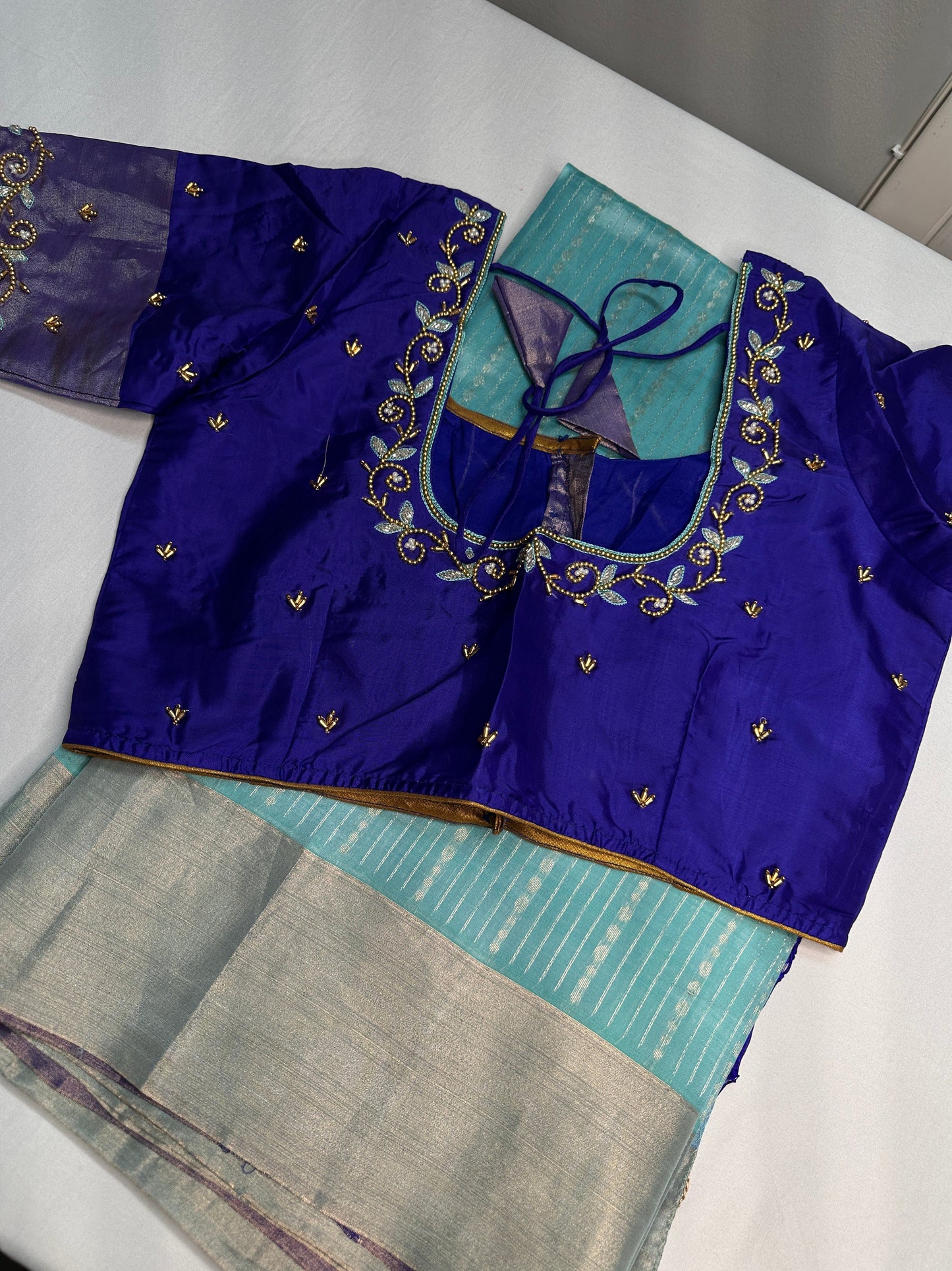 Uppada Semi Silk Blue Saree