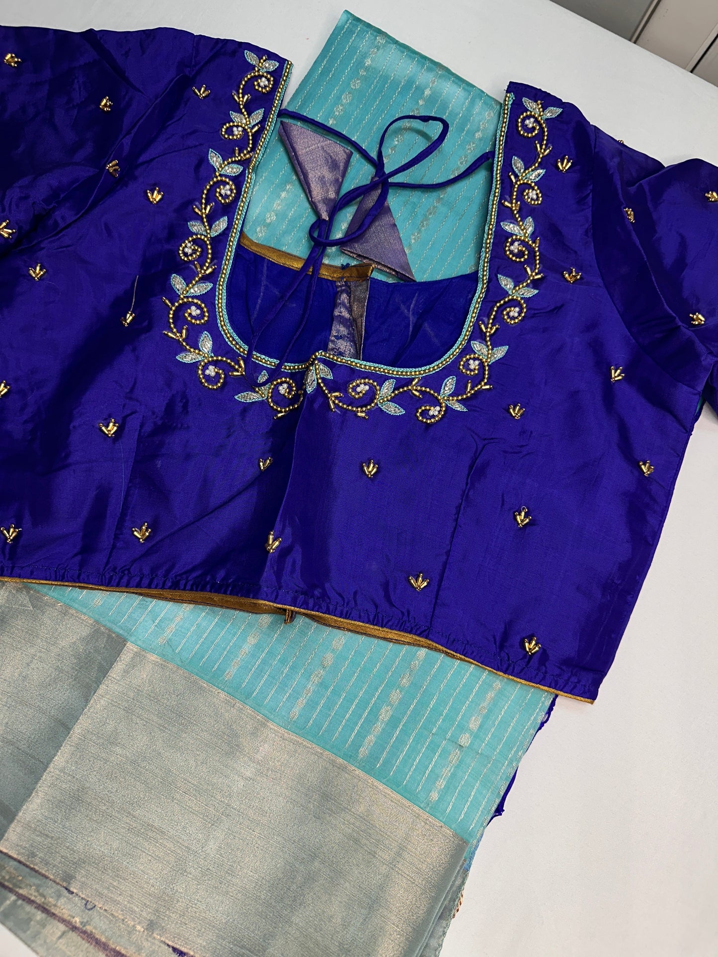 Uppada Semi Silk Blue Saree