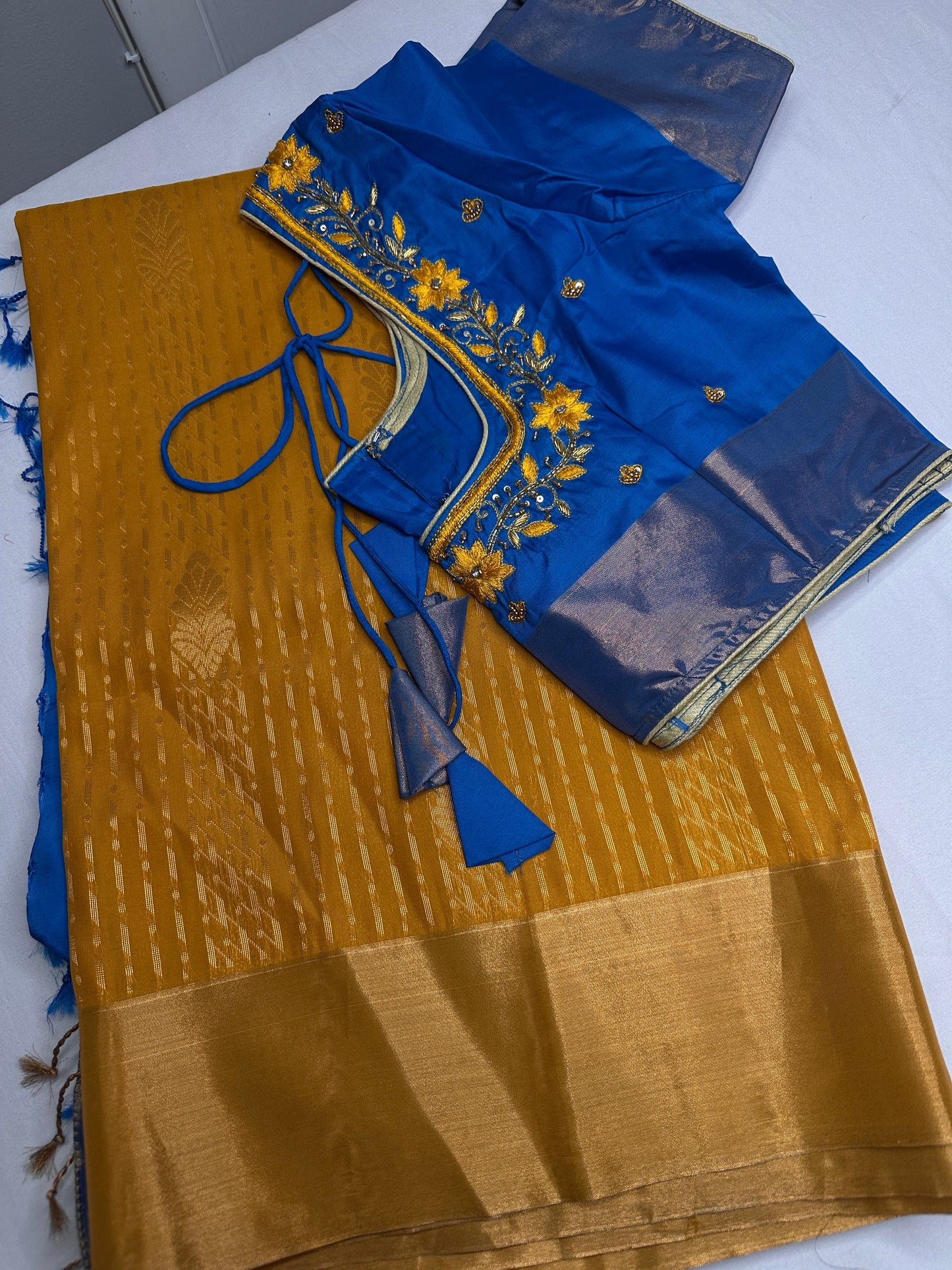 Uppada Semi Silk  Mustard Saree