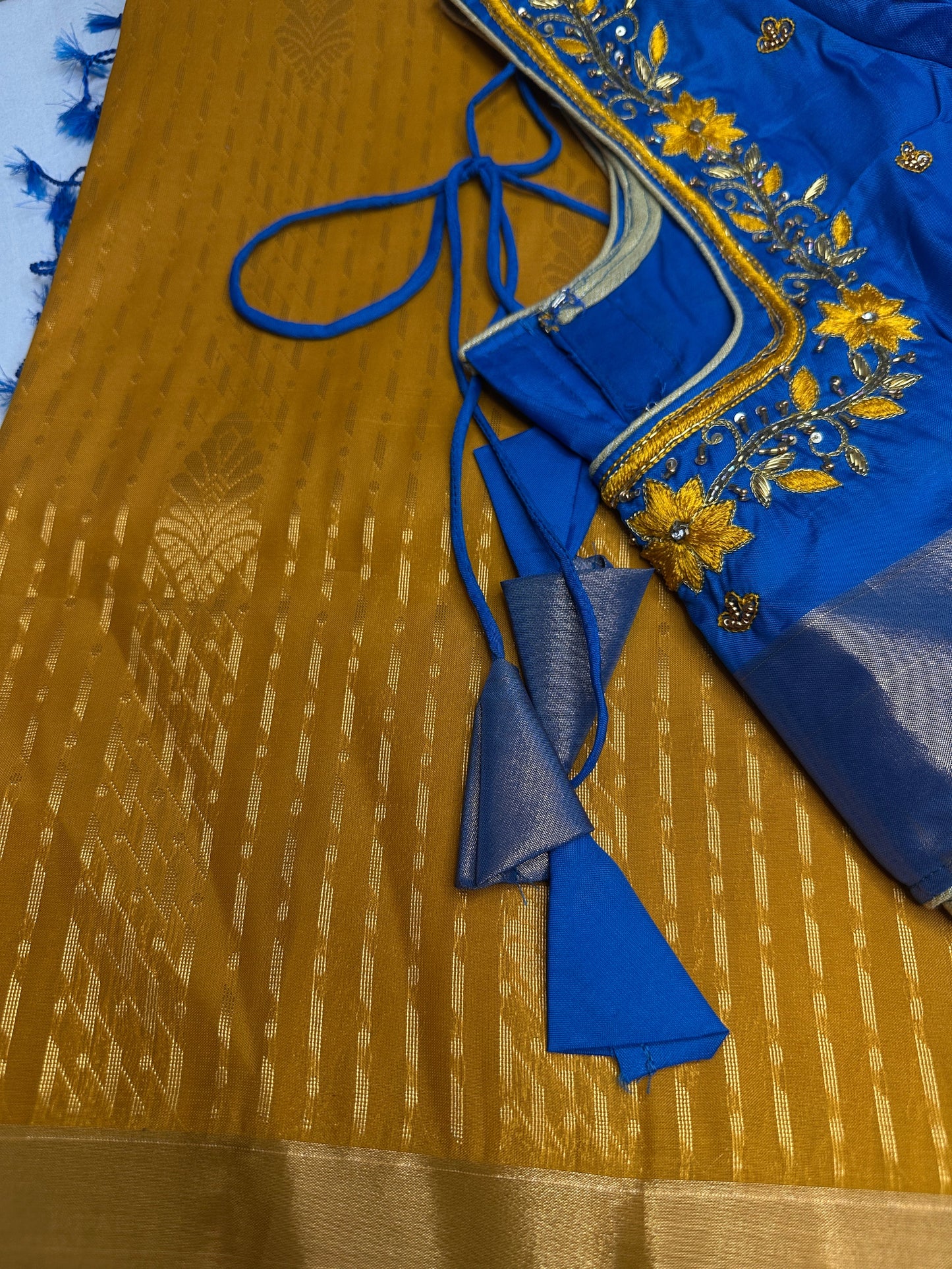 Uppada Semi Silk  Mustard Saree