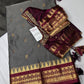Gadwal Semi Silk Grey Maroon Small Border Saree