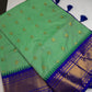 Gadwal Semi Silk Green Blue Small Border Saree - 