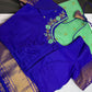 Gadwal Semi Silk Green Blue Small Border Saree - 
