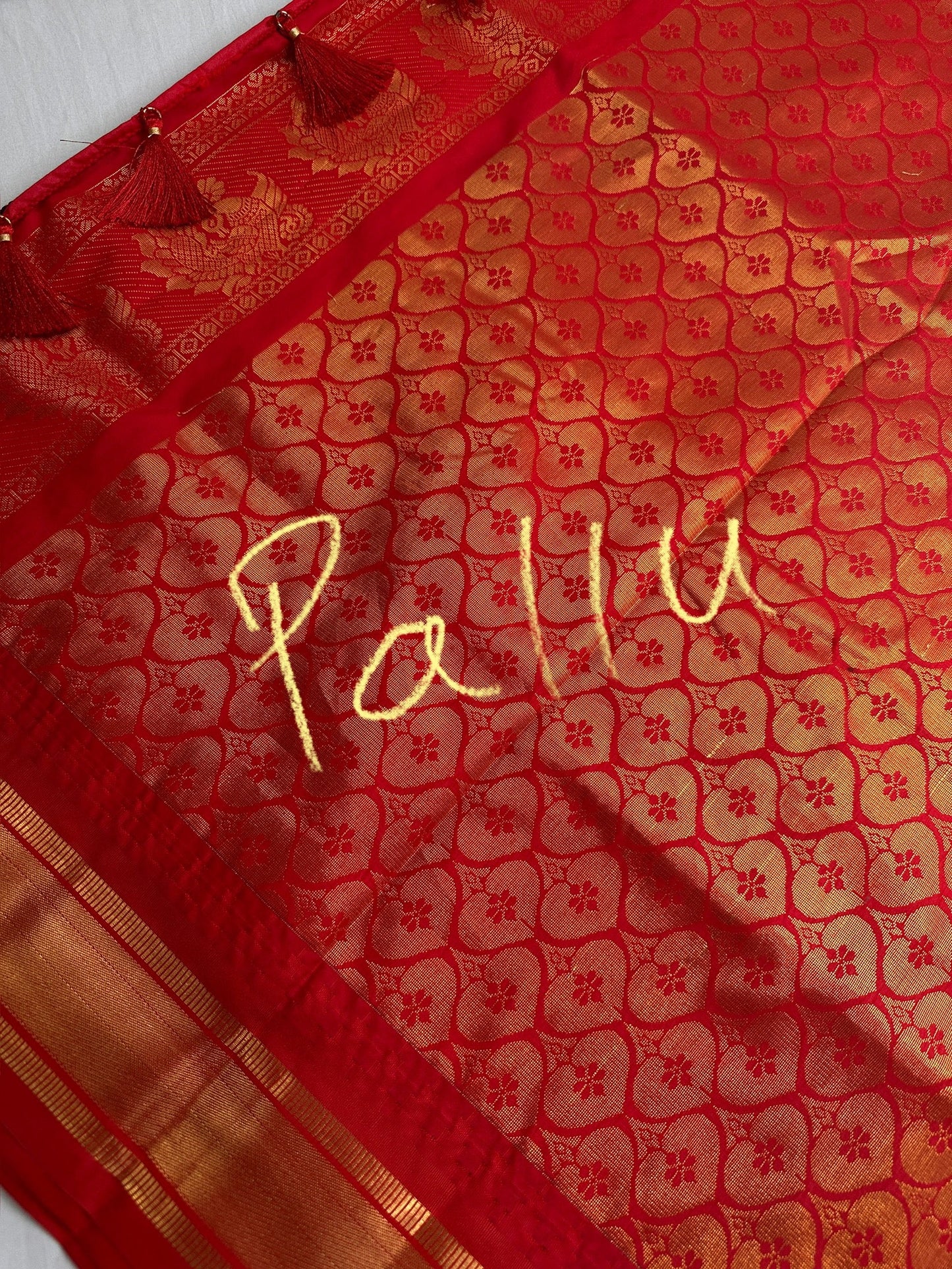 Gadwal Peacock Green Red Saree