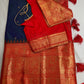 Gadwal Peacock Green Red Saree